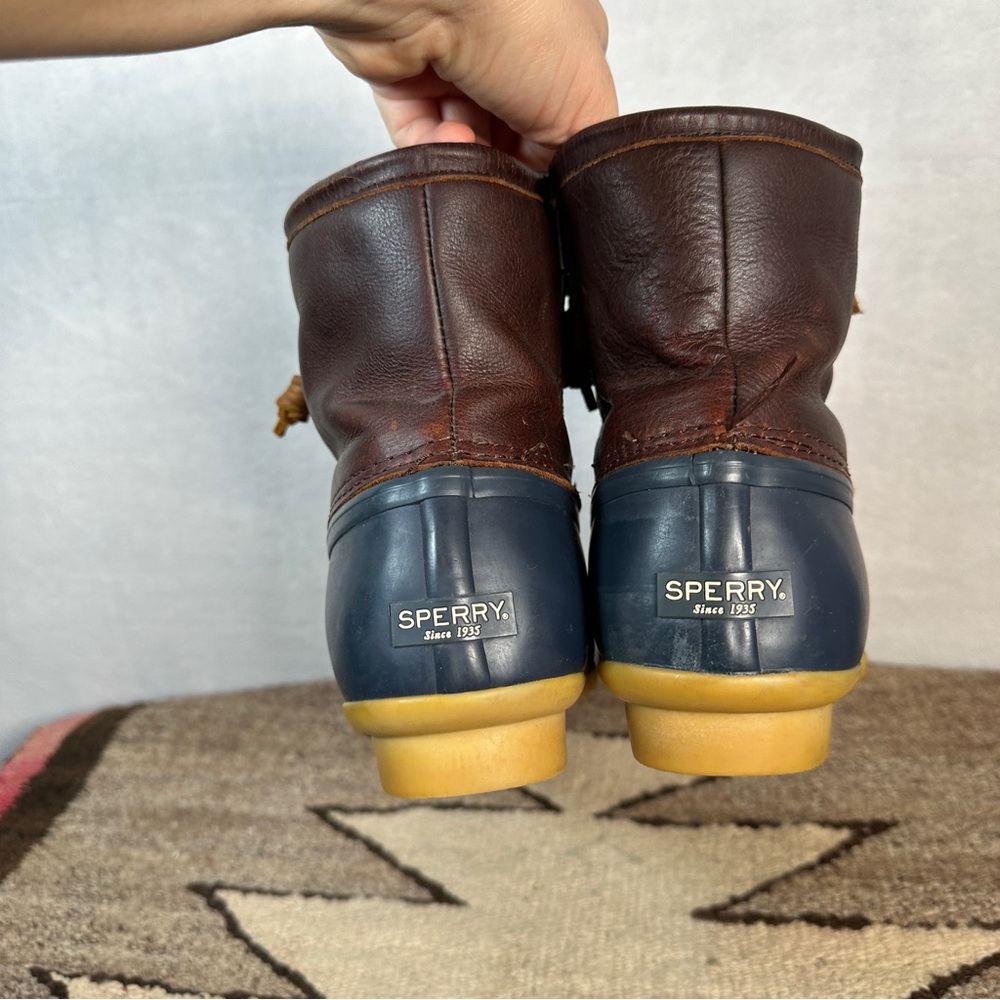 Sperry Brown Blue Duck Boots leather winter rain insulated lace up bootie ankle - Picture 10 of 14